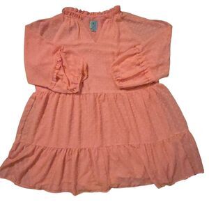 Cece Baby Doll Dress 3X Pastel Petal Pink Baby Doll Dress Tiered Cottage Peasant
